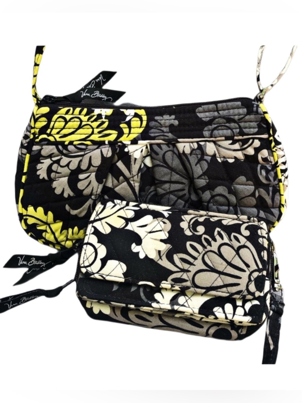 Vera Bradley Baroque Frannie Cresent Crossbody Bag and Matching Wallet Wristlet